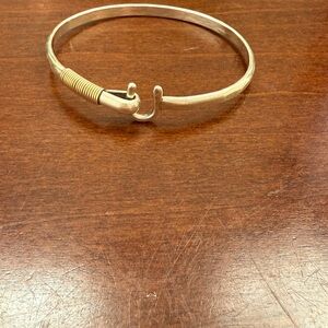 Silver and Gold Hook Bangle Bracelet